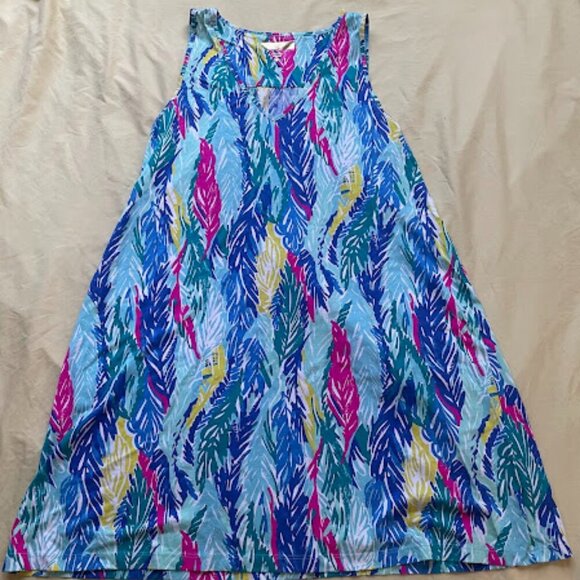 Lilly Pulitzer | Tropical Feather Print Sleeveless Shift Dress | Size M - Picture 1 of 3